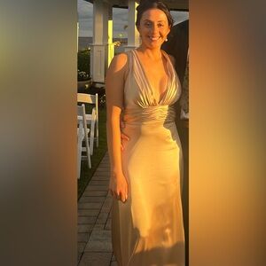 Revelry Champagne Gold Satin Dylan Bridesmaid Dress